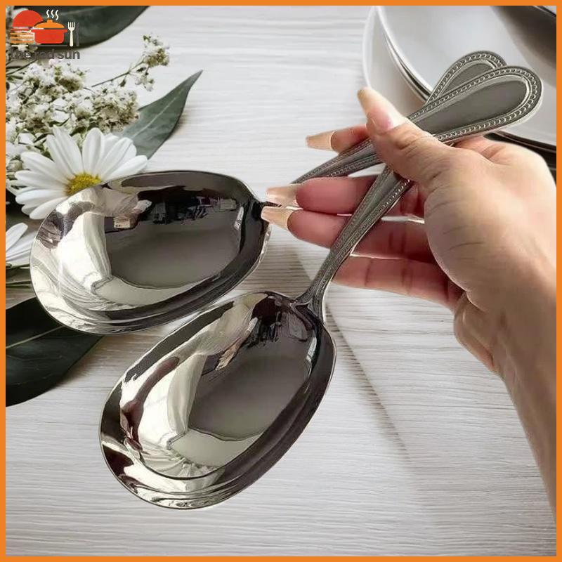 TSBR Colher De Cozinha Quadrada Grande De Aço Inoxidável , Concha De Sopa De Arroz De Fundo Plano Para Sobremesa , Sorve