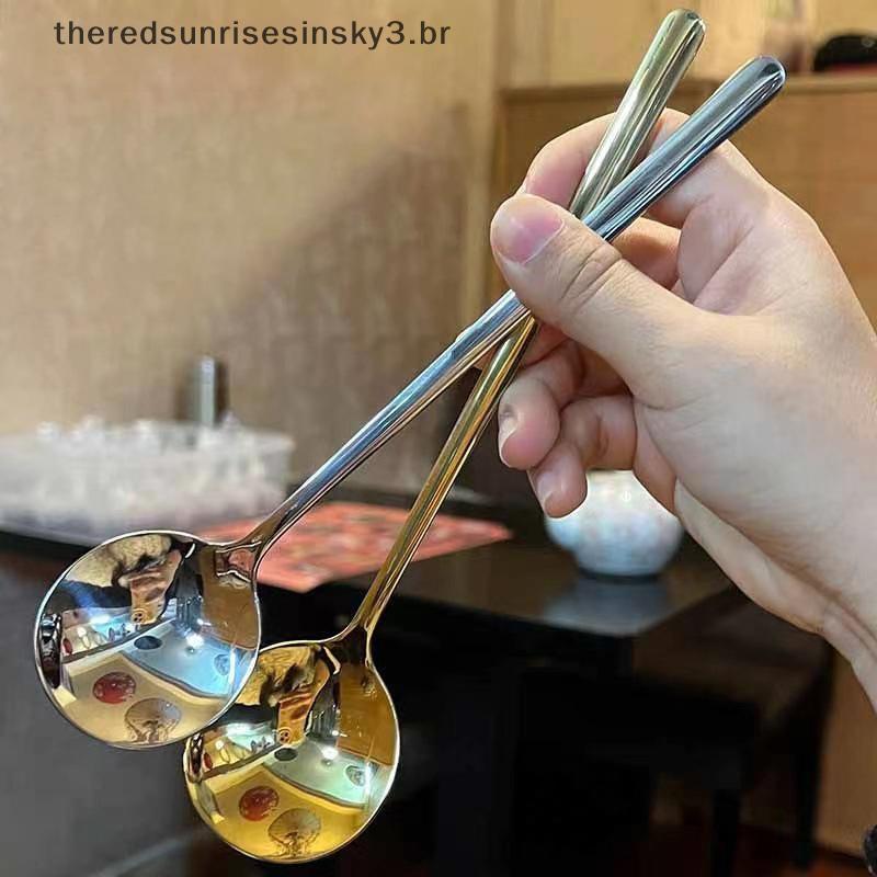 Colher De Fundo Plano De Aço Inoxidável TSBR 304 , Para Sopa Doméstica , Comida Ocidental Chinesa , Adultos , Redondo .