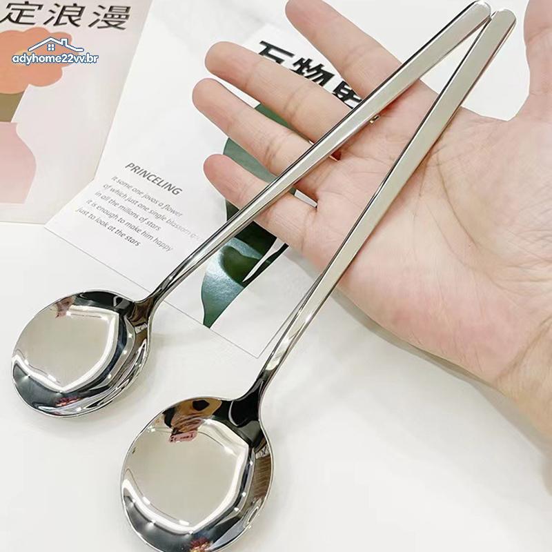 adyhome22vv Colher De Sopa De Fundo Plano De Aço Inoxidável 304 Para Casa Comida Ocidental Chinesa br