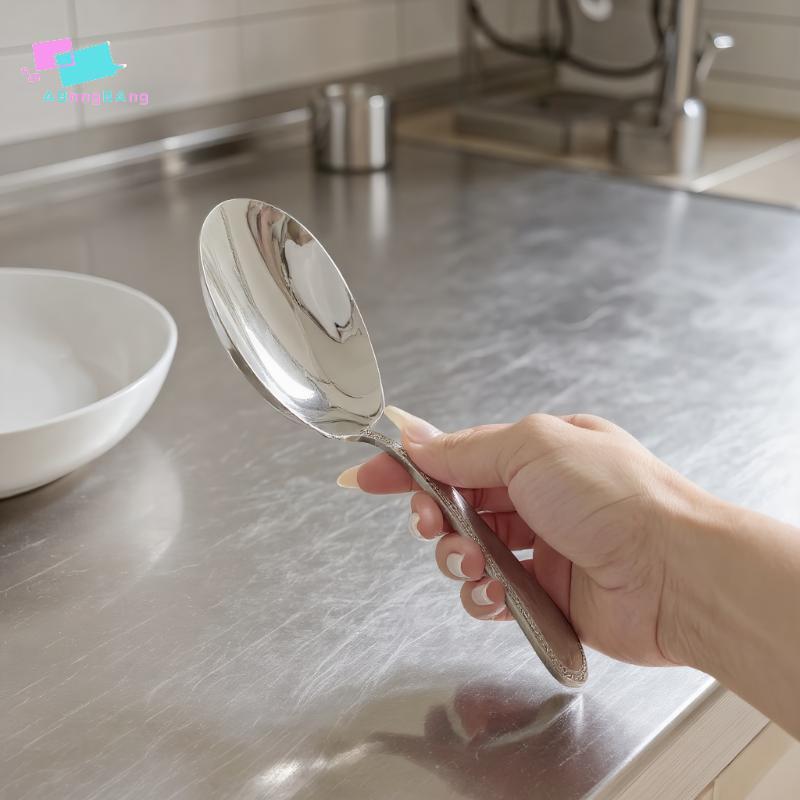 Abongbanghn Colher De Cozinha Quadrada Grande De Aço Inoxidável , Concha De Sopa De Arroz De Fundo Plano Para Sobremesa