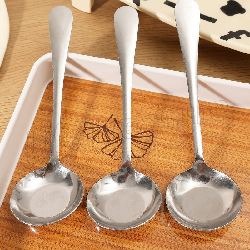 Talheres De Jantar-Colher De Sopa De Aço Inoxidável De Fundo Plano Mistura De Arroz Escavação De Sobremesa Mingau De Ave