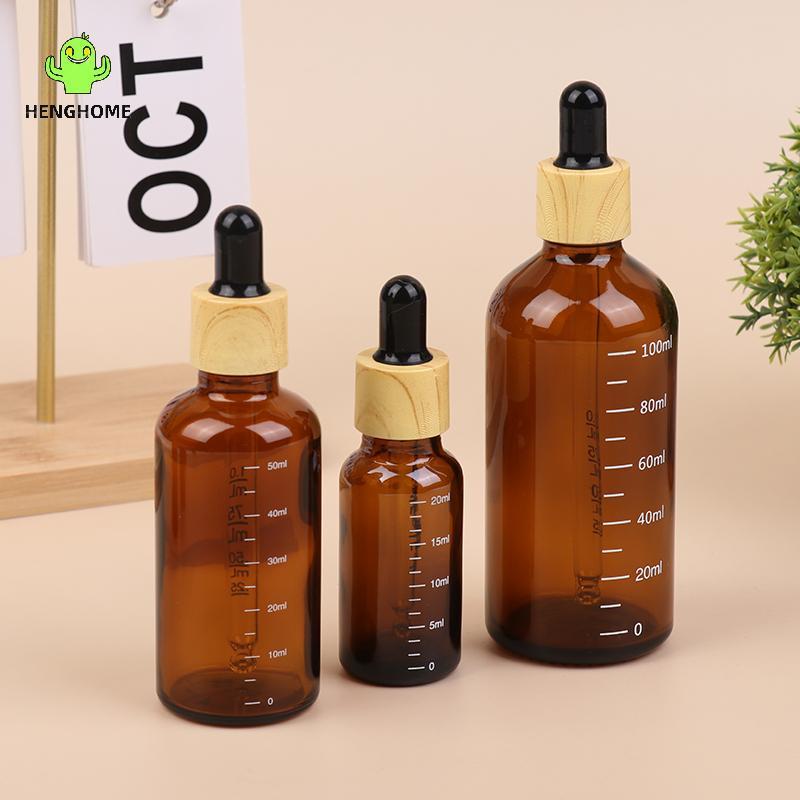 HENGHOME 5ml-100ml Frascos Conta-Gotas Com Escala Reagente Gota De Olho Vidro Âmbar Aromaterapia Líquido tte Garrafa Gar