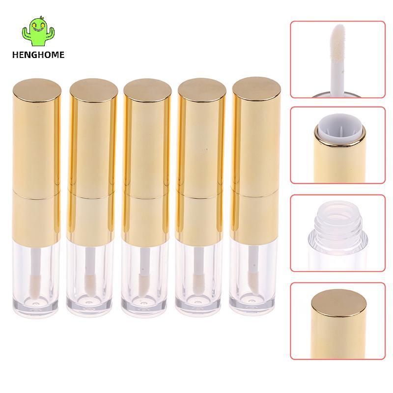 HENGHOME Tubo De Brilho Labial Transparente Vazio De Ponta Dupla De 2.5 Ml Recarregável Mini Frascos De Bálsamo Recipien