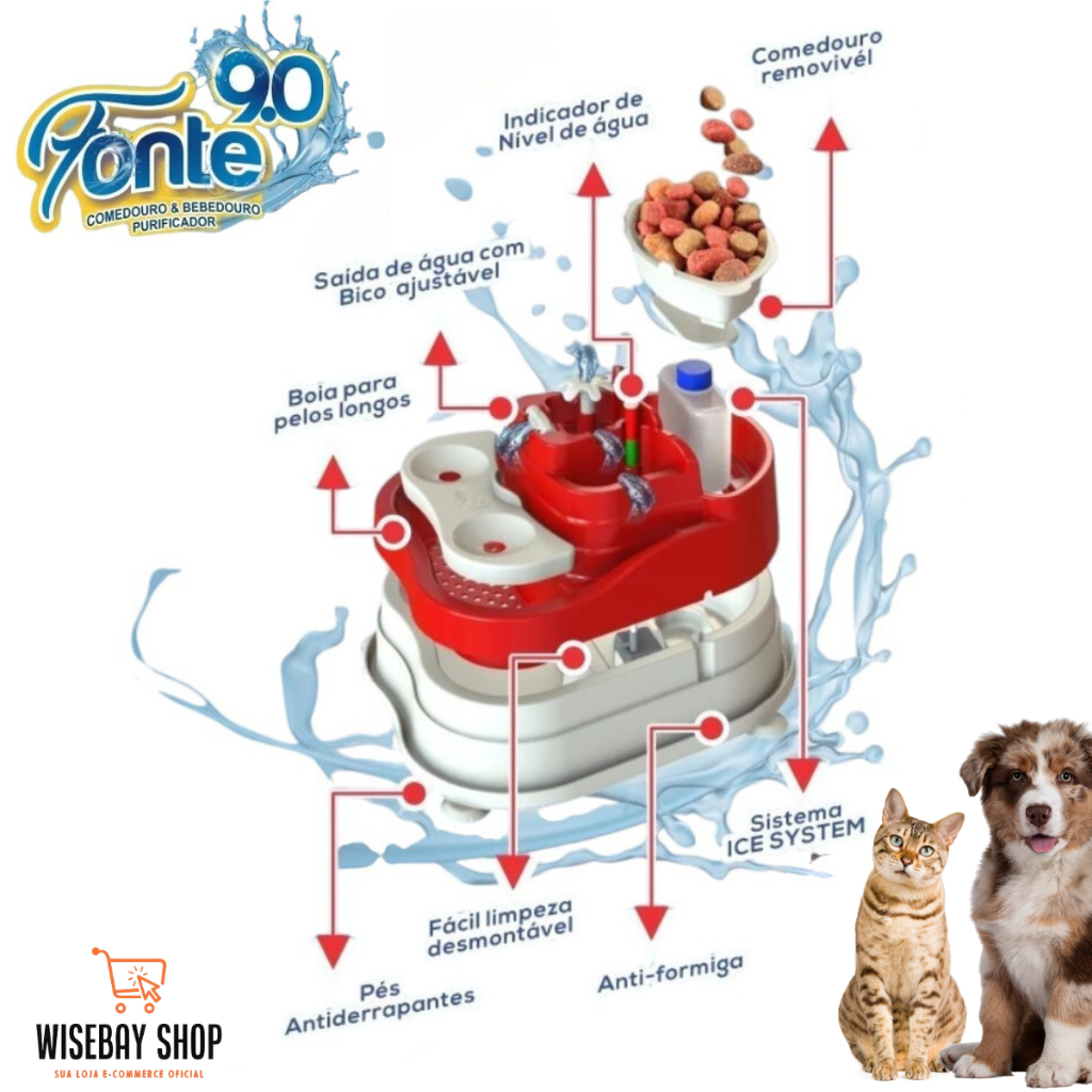 Fonte Para Gato Premium 9.0 com 4L de Capacidade a Mais completa do Mundo 110v/220v