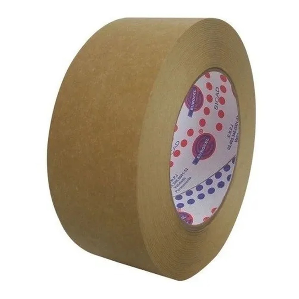 Fita Crepe Adesiva Kraft 48x50 Marrom - Eurocel (alta qualidade)