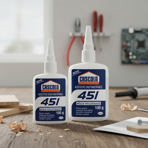 2 Cola Instantânea Cascola Adesiva 451 Alta Resistência 100g - 451