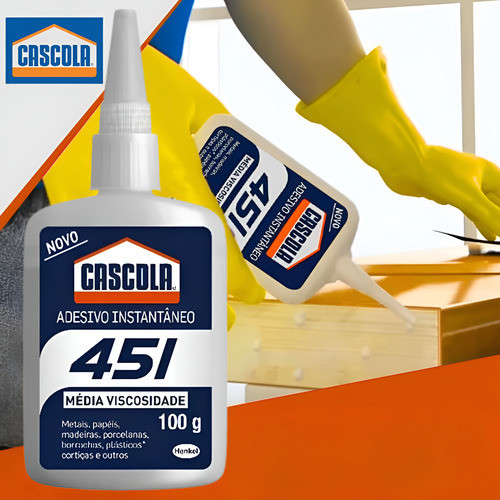 Cola Instantânea Cascola Adesiva 451 Alta Resistência 100g - 451