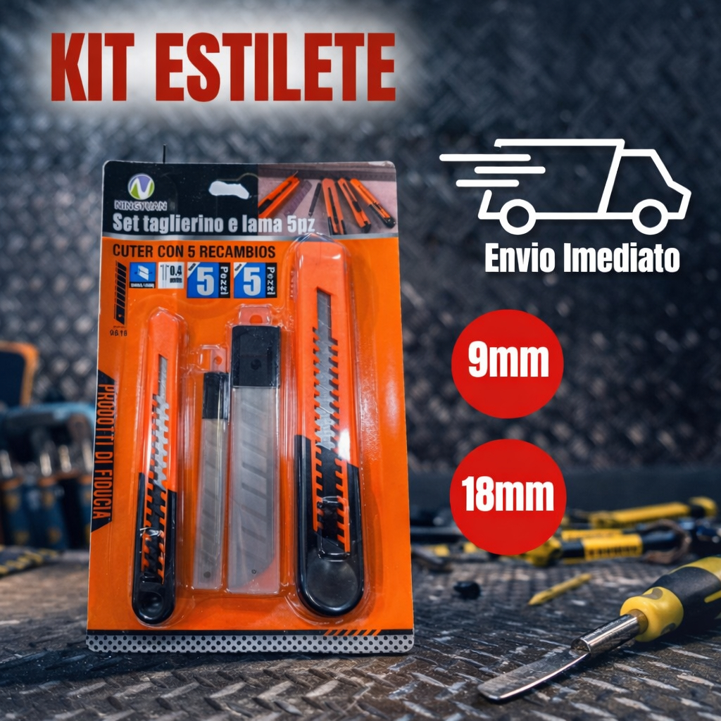 Estilete Profissional De Alta Qualidade Com Lâminas Reservas 18mm e 9mm