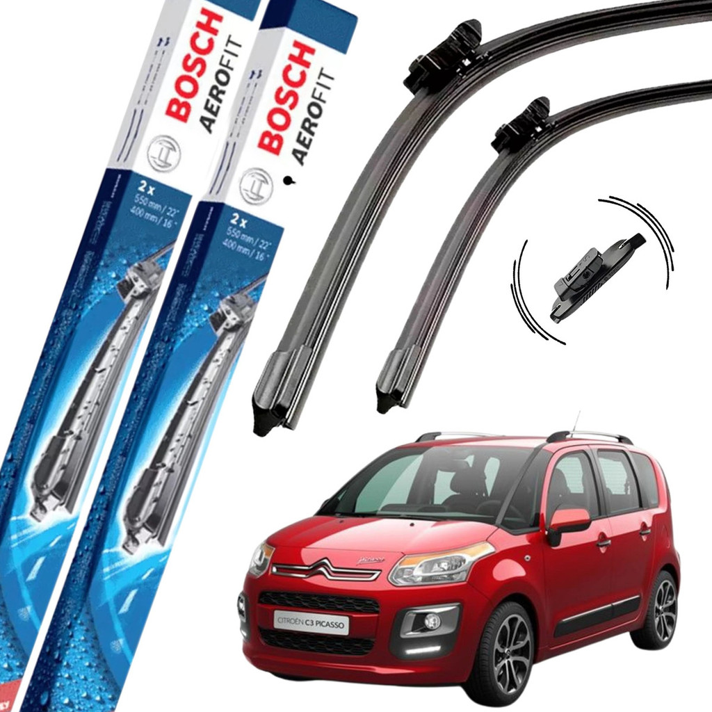 Jogo Palheta Original Bosch Aerofit Dianteira Grand Siena Palio C3 Picasso 2012 2013 2014 2015 2016 2017 2018 2019 2020