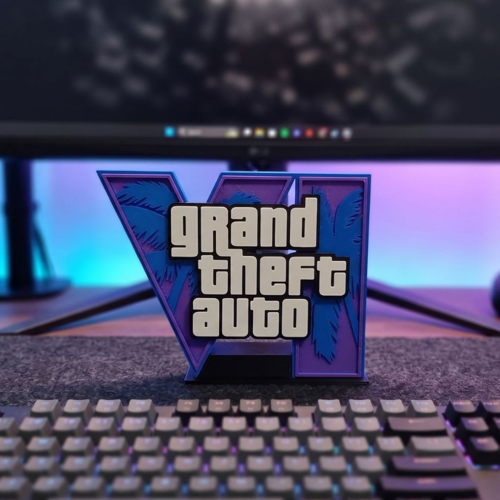 Placa Decorativa Gamer GTA VI Estilo Vice City Letreiro Geek Relevo 3D GTA 6 Exclusivo Premium