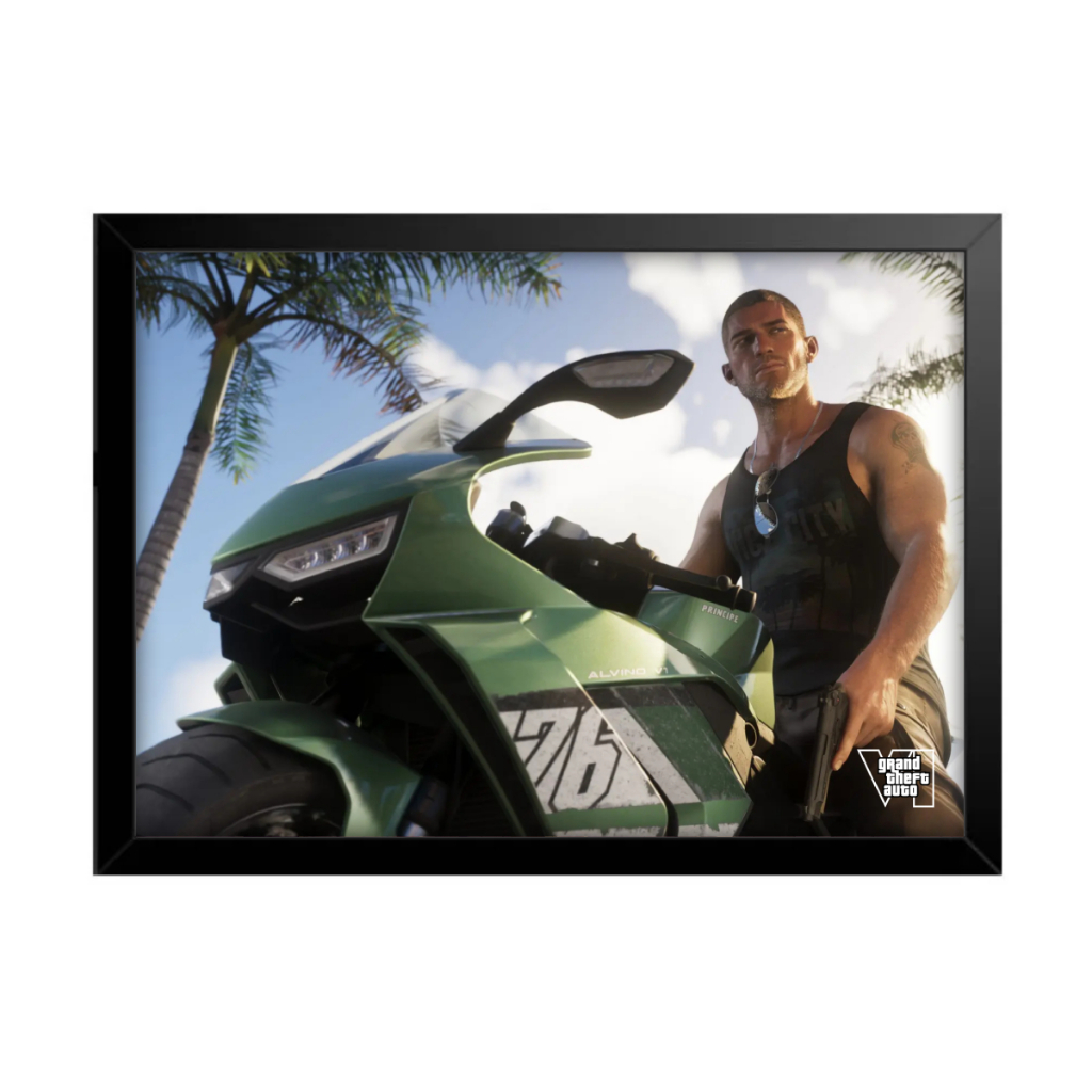 Quadro Decorativo Sala Quarto Gta Vi 6 Jason Lucia Jogo Game Geek Rokcstar Vice City PS5 Xbox