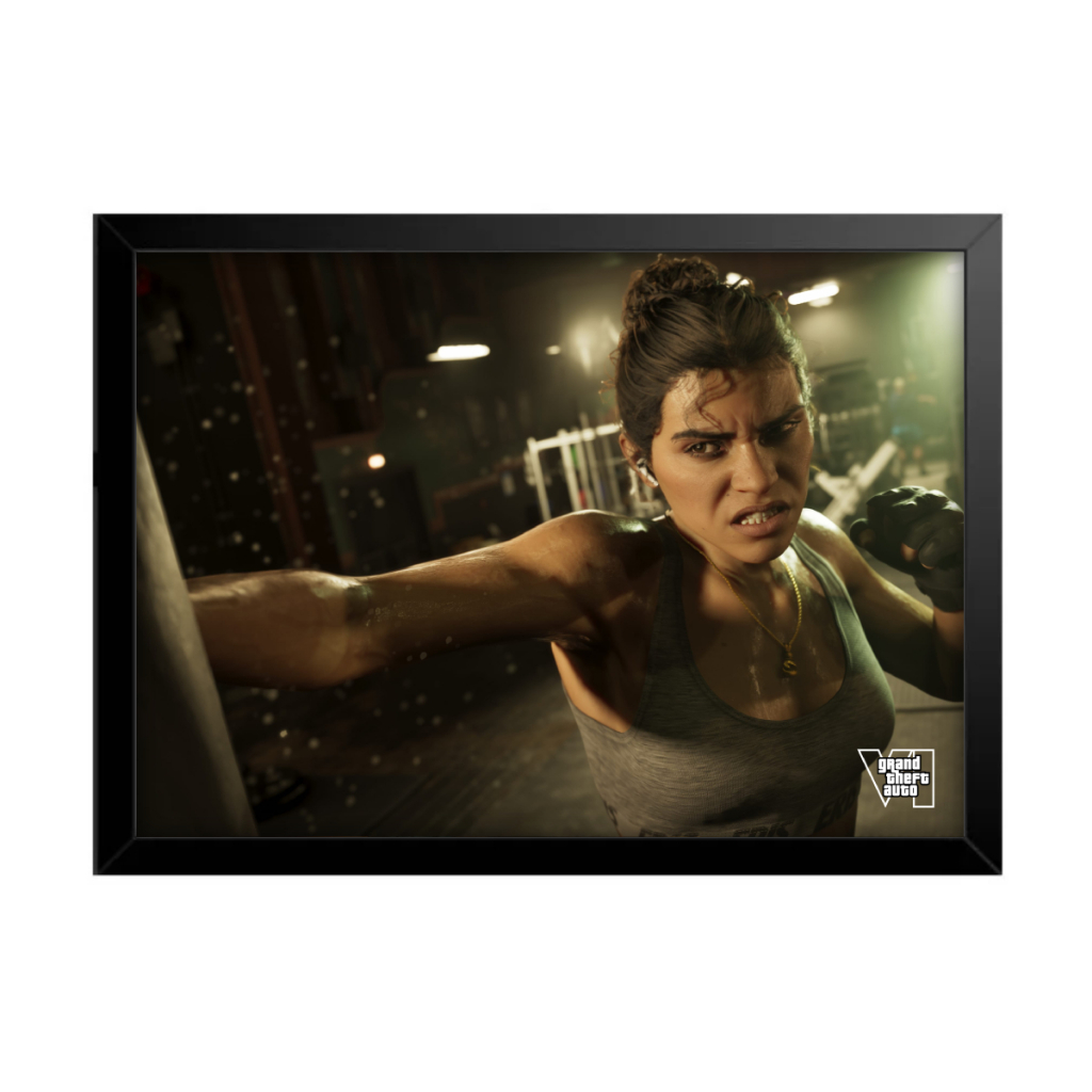 Quadro Decorativo Sala Quarto Gta Vi 6 Jason Lucia Jogo Game Geek Rokcstar Vice City PS5 Xbox