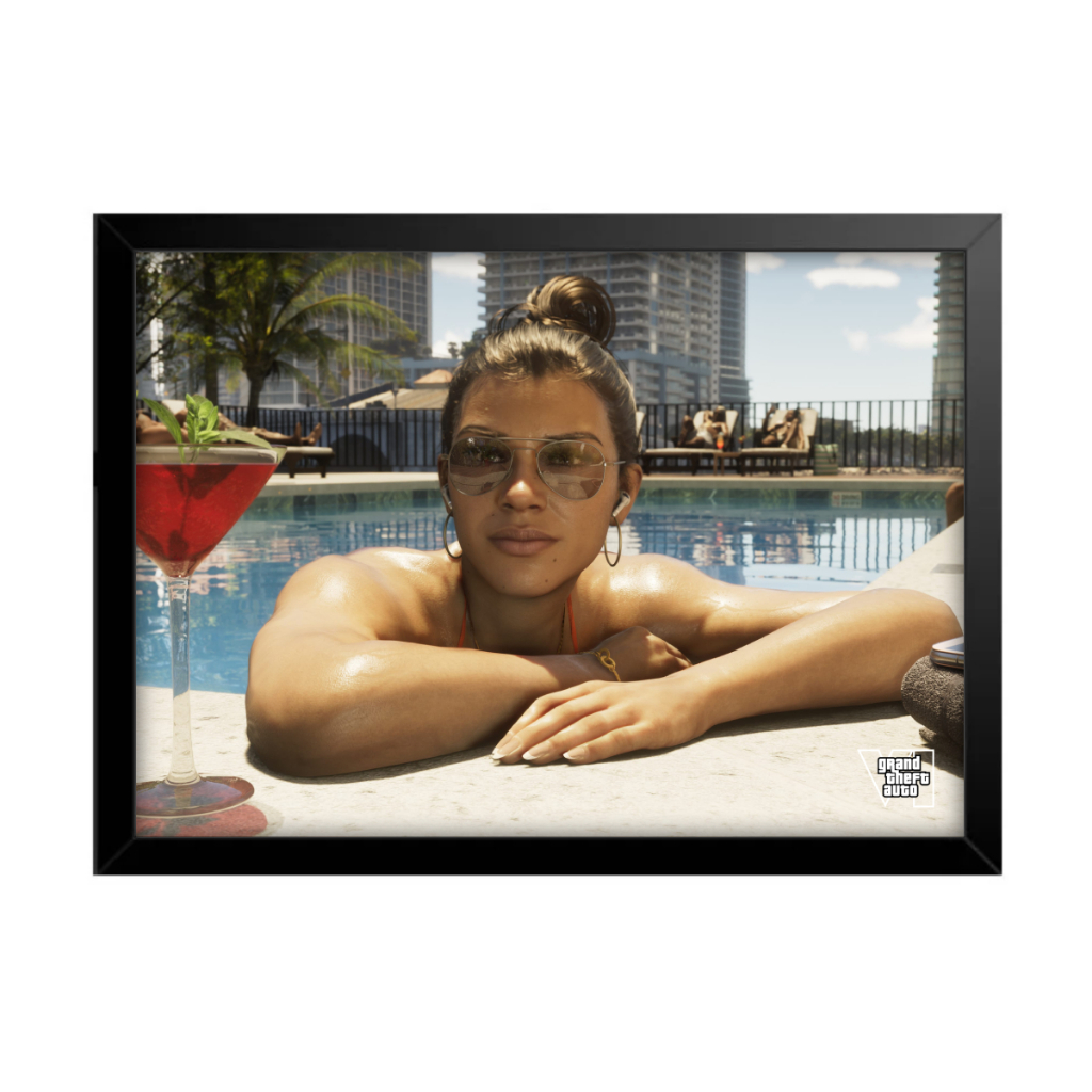 Quadro Decorativo Sala Quarto Gta Vi 6 Jason Lucia Jogo Game Geek Rokcstar Vice City PS5 Xbox
