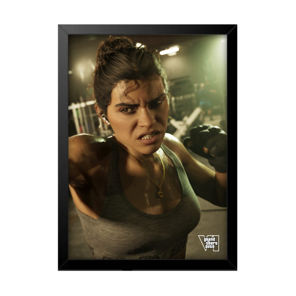 Quadro Decorativo Sala Quarto Gta Vi 6 Jason Lucia Jogo Game Geek Rokcstar Vice City PS5 Xbox