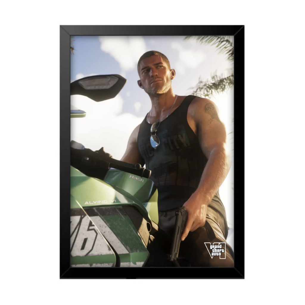 Quadro Decorativo Sala Quarto Gta Vi 6 Jason Lucia Jogo Game Geek Rokcstar Vice City PS5 Xbox