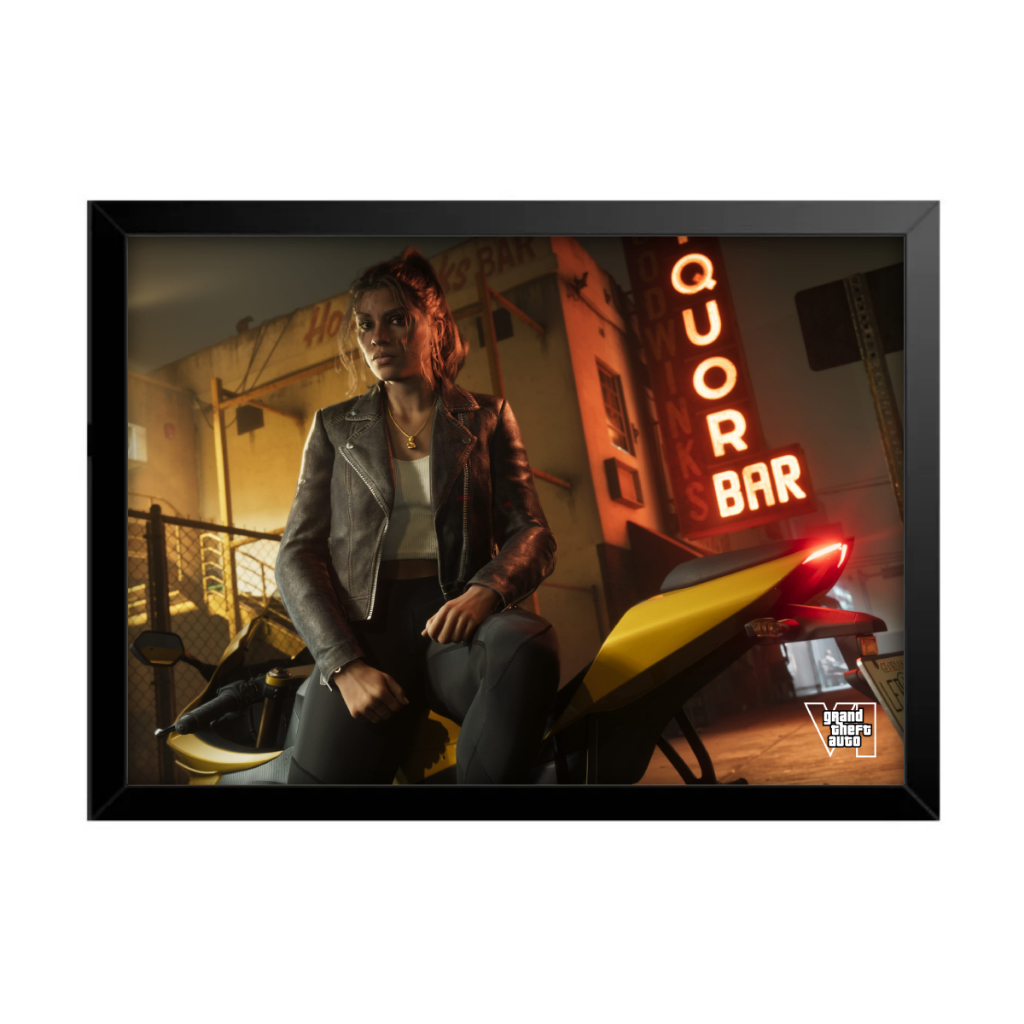 Quadro Decorativo Sala Quarto Gta Vi 6 Jason Lucia Jogo Game Geek Rokcstar Vice City PS5 Xbox