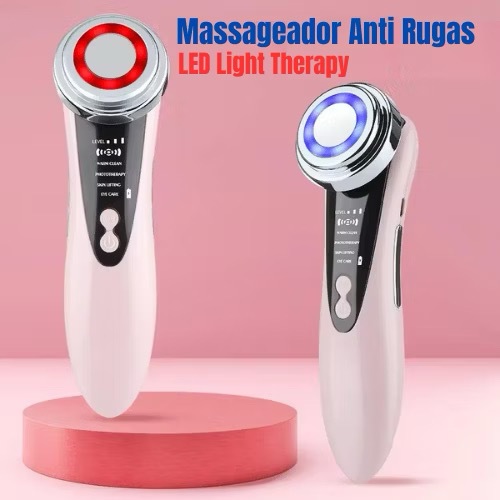 Massageador Anti Rugas LED Light Therapy Facial Ion Vibração, Apertamento Da Pele, Face Anti Rugas