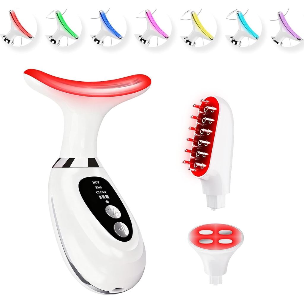 Multifunctional-Red-Light-Therapy-for-Face and Neck-Eye-Head Massager,7 Colors Skin Rejuvenation Lifting Facial Massager