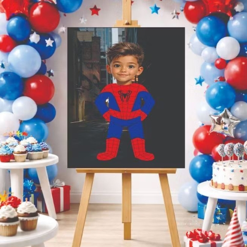 Quadro Decorativo tema festa mini  Homem Aranha Spider Man Arte Sala Quarto Decoração