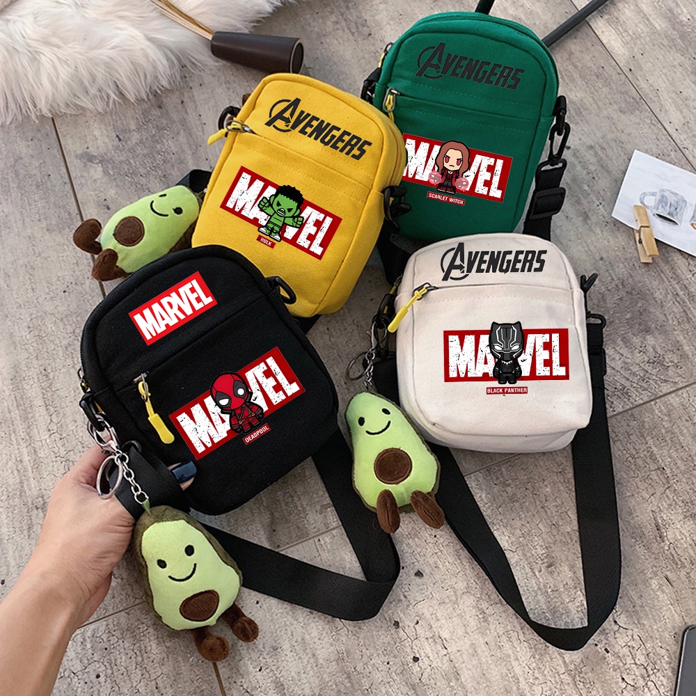 Marvel Spiderman Crianças Lona Mini Saco De Ombro Cartoon Bonitinho Sacos Crossbody Com Jogo De Anime Keycahin Carteiro Impresso Satchel