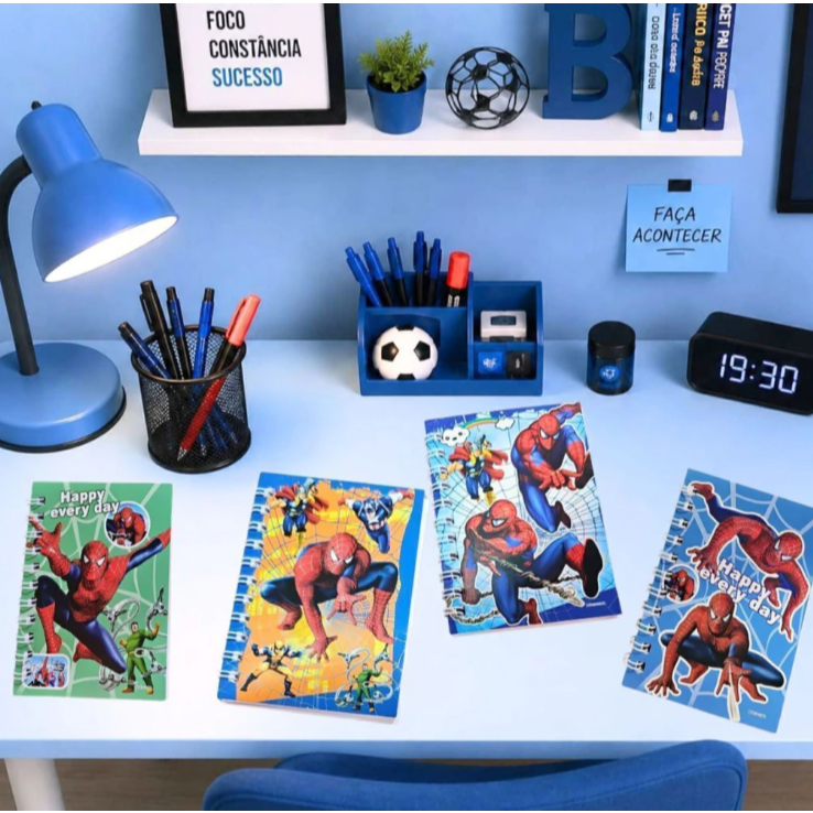 Caderno A7 Spider Man Kawaii Espiral Sortido | Mini Caderno Homem Aranha