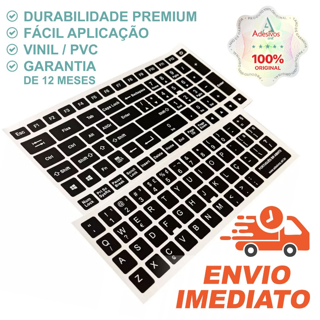 Adesivos para Teclados PC, Notebook Etiquetas ABNT2 Conversão Português Vinil restauração