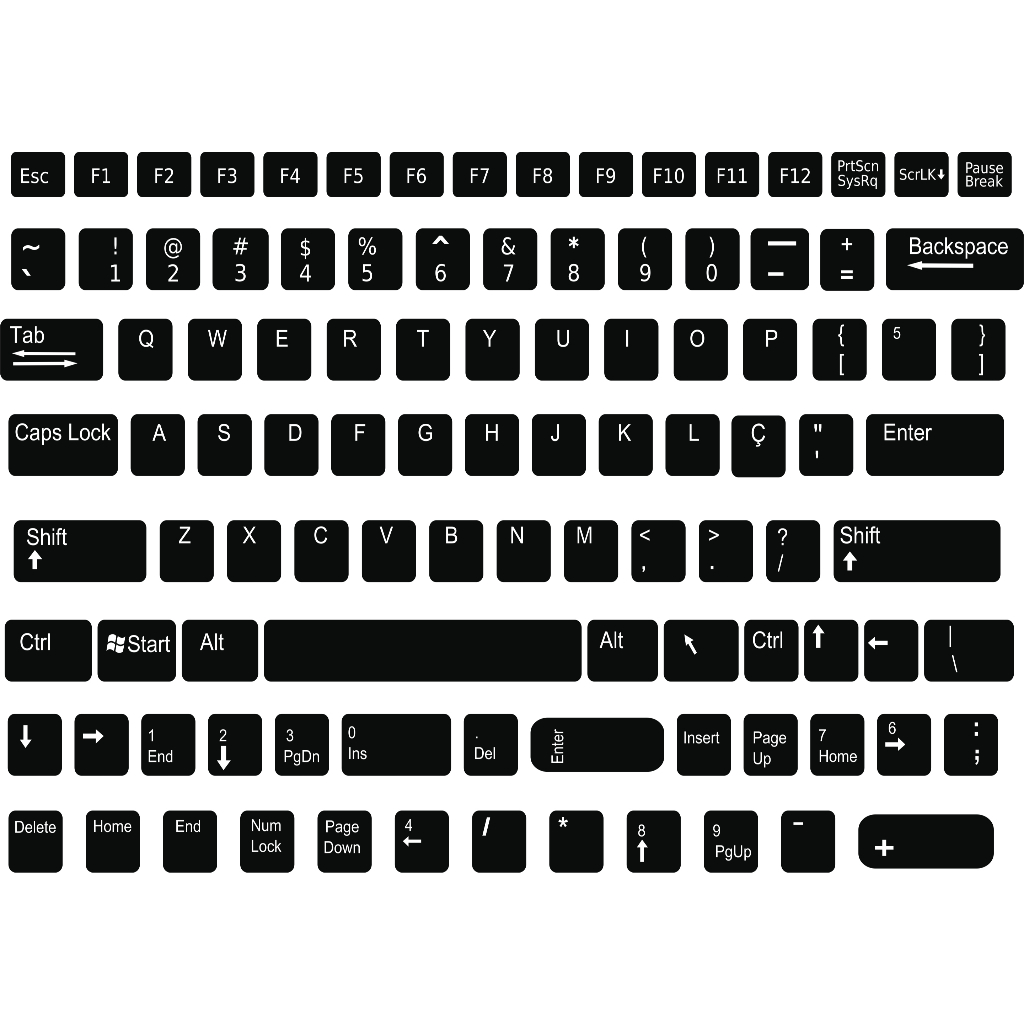 Adesivo português etiquetas para teclado pc notebook com teclas apagadas vinil