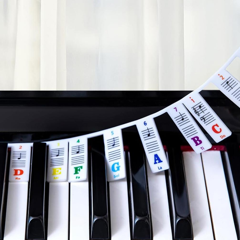 Etiquetas de Notas de Piano para Iniciantes, Guia de Teclado de Silicone Removível para Aprendizado de 88 Teclas, Sem