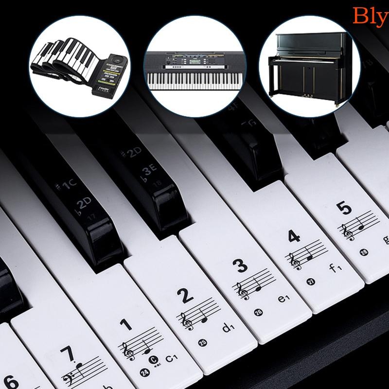Adesivos Piano Coloridos Transparentes Bly Para Etiqueta Notas Teclados 54 61 88 Teclas