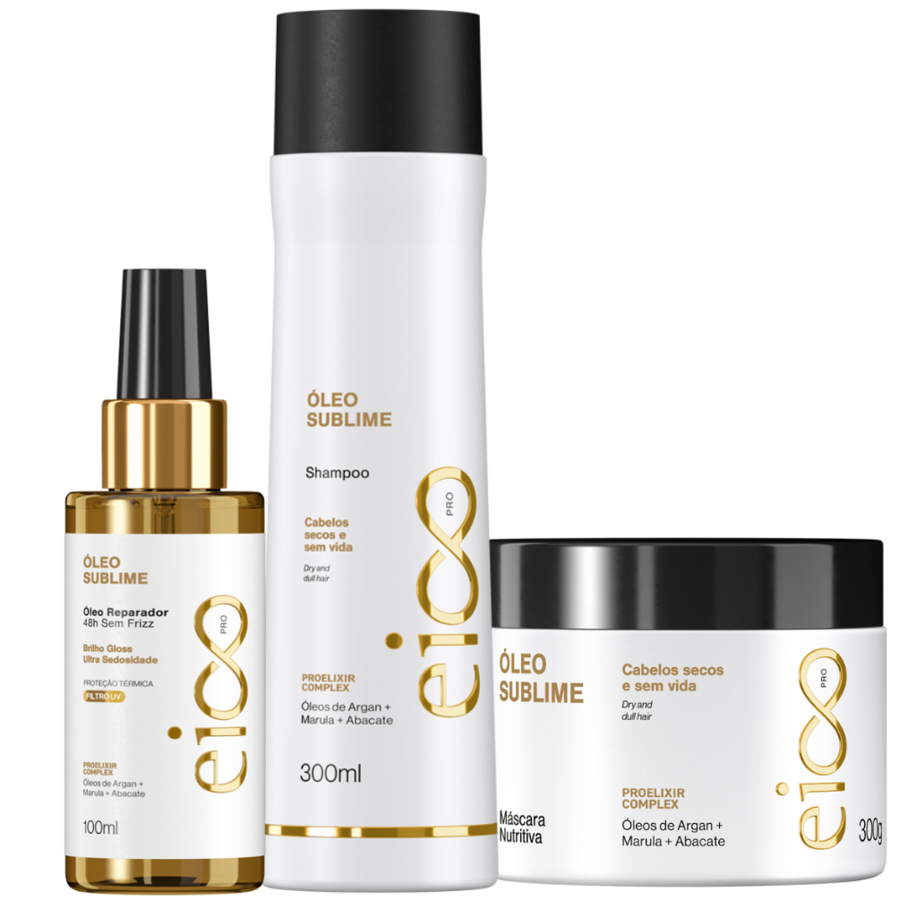 Kit Eico Pro Tratamento Óleo Sublime Shampoo 300ml + Máscara Nutritiva 300g + Óleo Reparador de Pontas 100ml