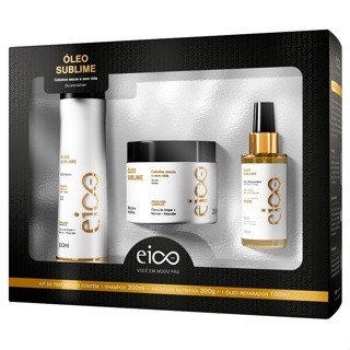 Kit Eico Pro Tratamento Óleo Sublime Shampoo 300ml + Máscara Nutritiva 300g + Óleo Reparador de Pontas 100ml