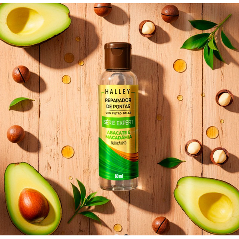 1 Frasco Reparador de Pontas Abacate e Macadamia Nutrição Pro Filtro Solar Halley 60 ml