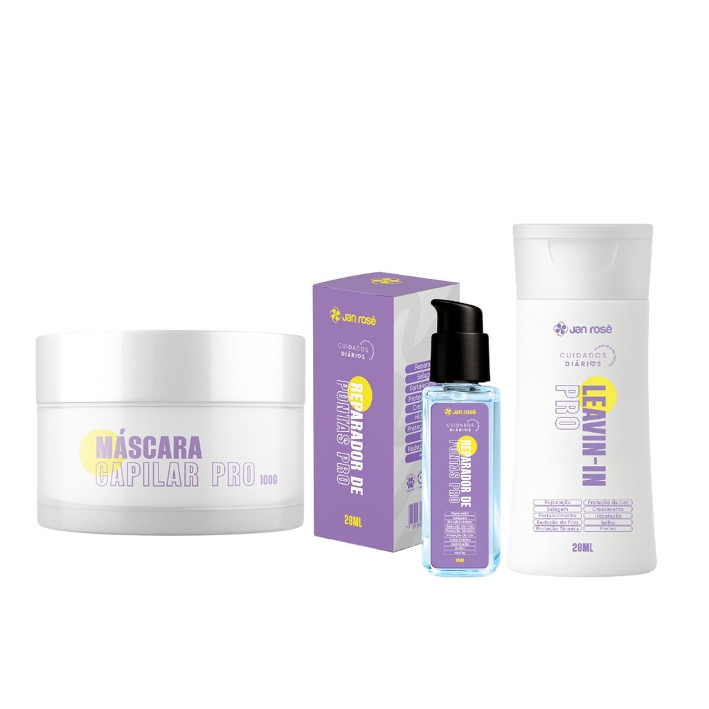 Kit Reparação Pro Jan Rose Mascara Leave-in Reparador de Pontas