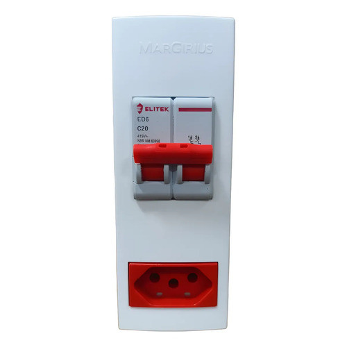 Caixa Sobrepor Disjuntor Bipolar + Tomada 2P+T 10A/20A 220V