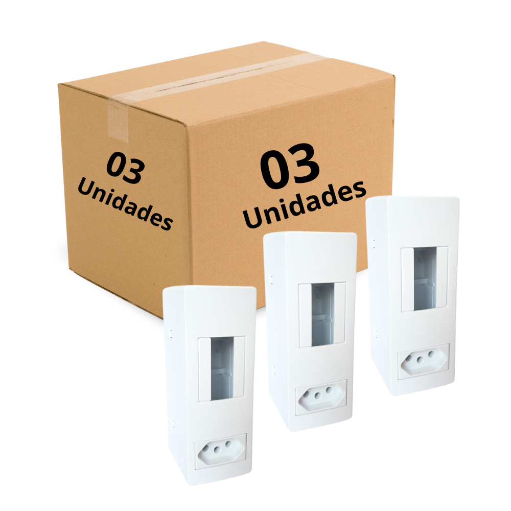 Kit C/ 3 Caixas Sobrepor para 1-2 Disjuntor com Tomada 2P+T 20A/250V Reue Branco