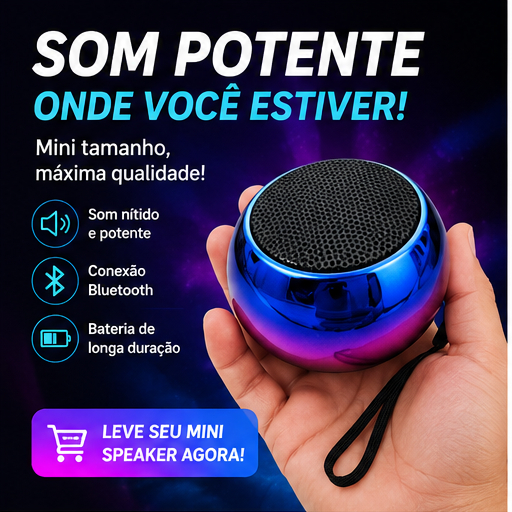 Mini Caixa de Som Bluetooth Wireless 3W Portátil Speaker Rádio FM USB AUX Recarregável