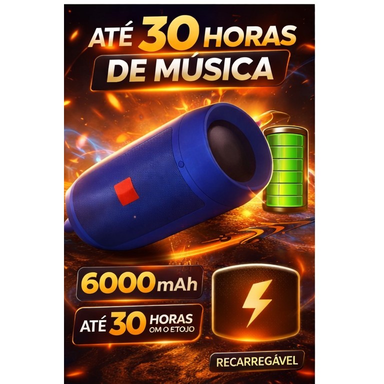 Caixa de Som Bluetooth Charge 2+ Portátil Potente Grave Forte Wireless USB SD Aux Powerbank Prova D’Água