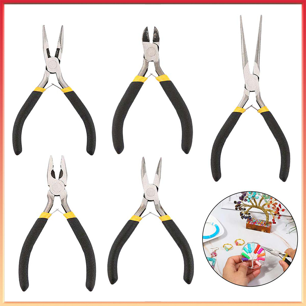 Conjunto Alicates Joias 5 Peças Material Aço Carbono Amantes Profissionais DIY Artesanato