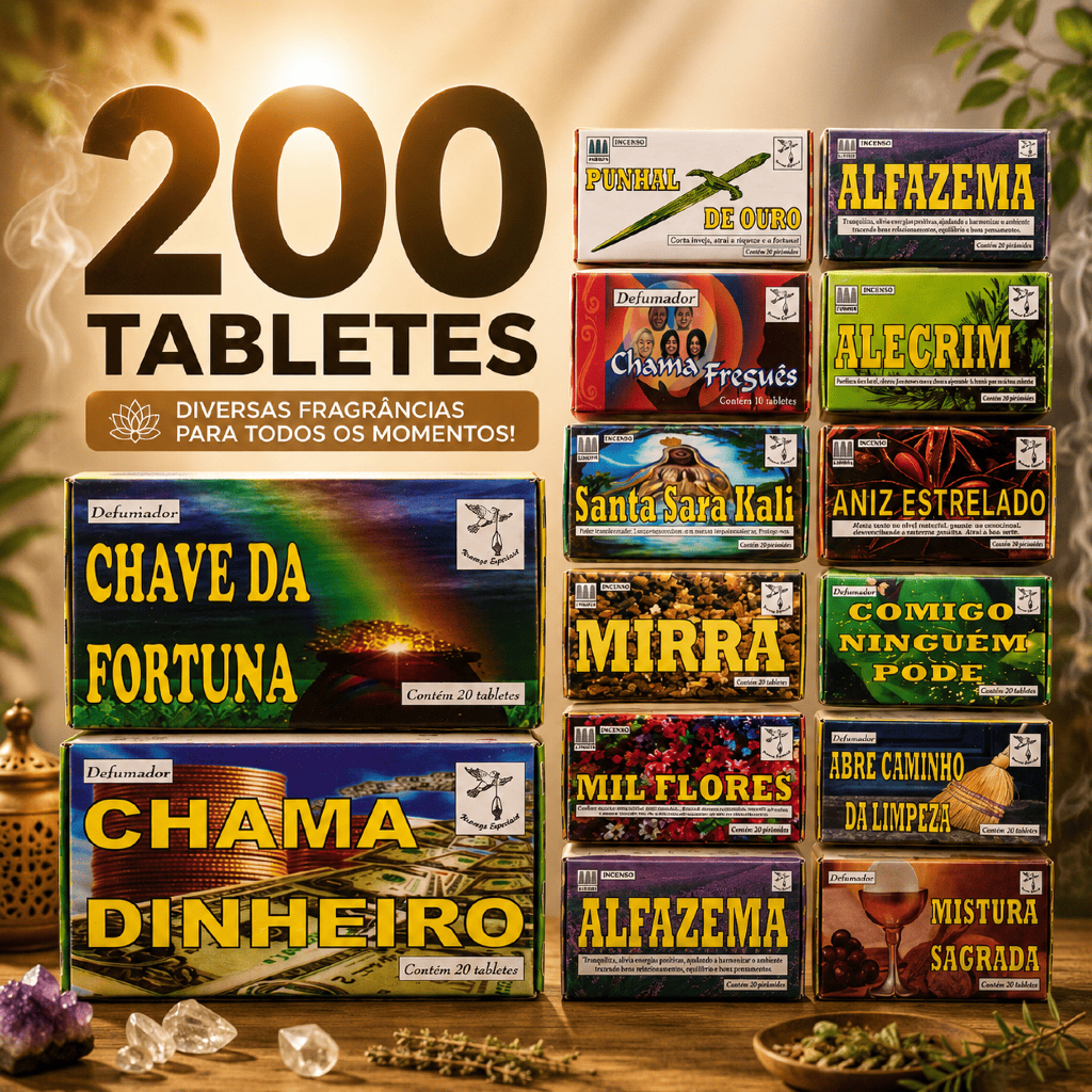 Defumador Espiritual 200 Tabletes Descarrego Prosperidade Limpeza Energética - Kit 10 Caixas Natureza Espiritual