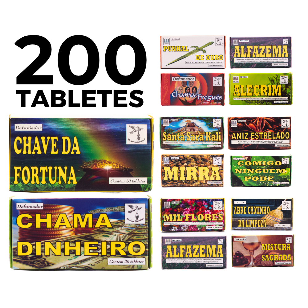 Kit Completo de Defumação Espiritual – 200 Tabletes Naturais para Atrair Paz, Amor e Equilíbrio
