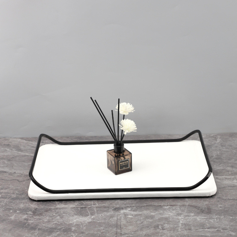QLMY Modern minimalist white rectangular portable aromatherapy decorative tray, storage tray, ornament for TV cabinet an