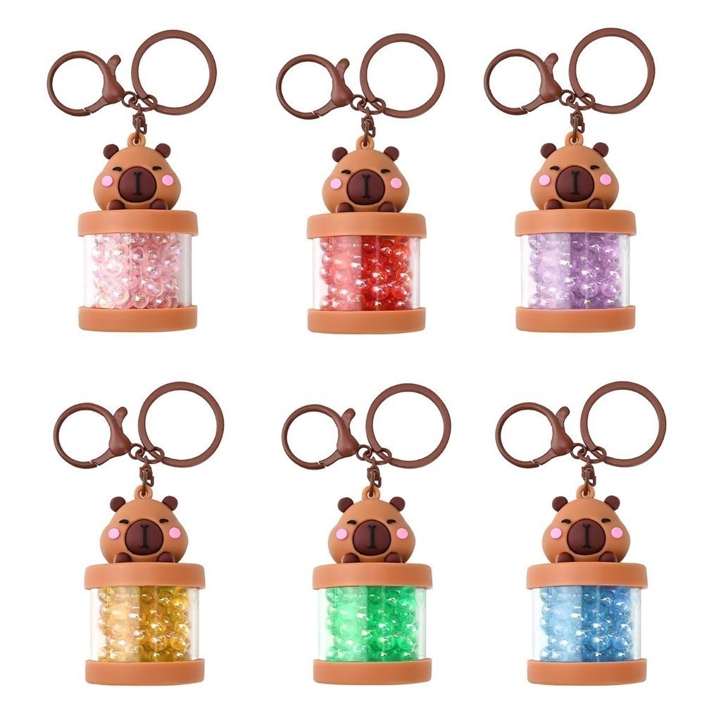 Kit 3 Chaveiros Capivara com Luz LED Pingente Barril de Vinho Modelos Sortidos Portátil Para Mochila Bolsa Chaves