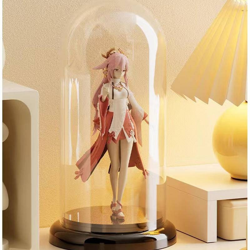 Transparent dome cover plastic stand base home decoration accessory, portable, practical, durable, round ornament suitab