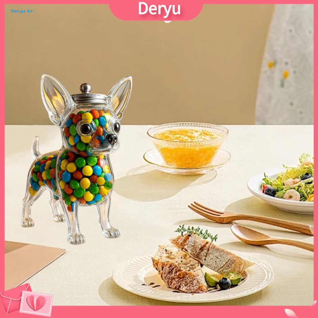 Chihuahua Shaped Container Dog Themed Glass Jar Reusable Dog-shaped Airtight Pet Treat – Cute Bulldog Dachshund Snack