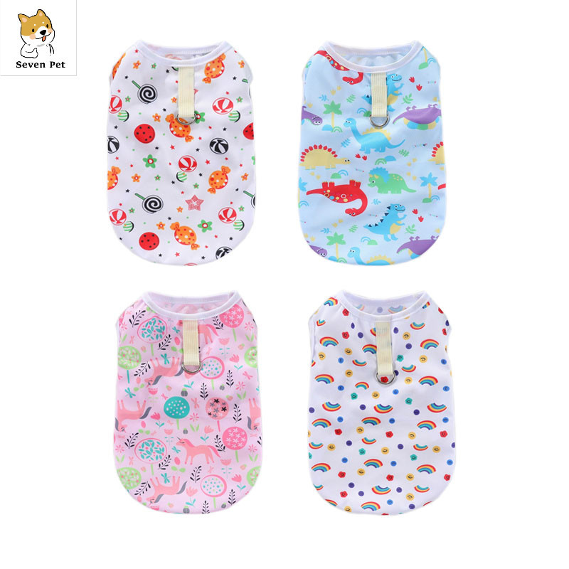 Summer Cute Printing Dog Clothes for Small Medium Big Dogs Camiseta De Cachorro Fino Com Fivela De Tração