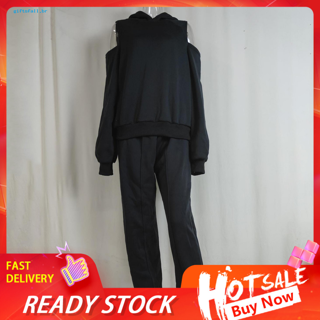 Loose Fit Women Suit Two Piece Set Polyester Women’s 2-piece Tracksuit – Long Sleeve Crop Hoodie Jogging Pants Athle