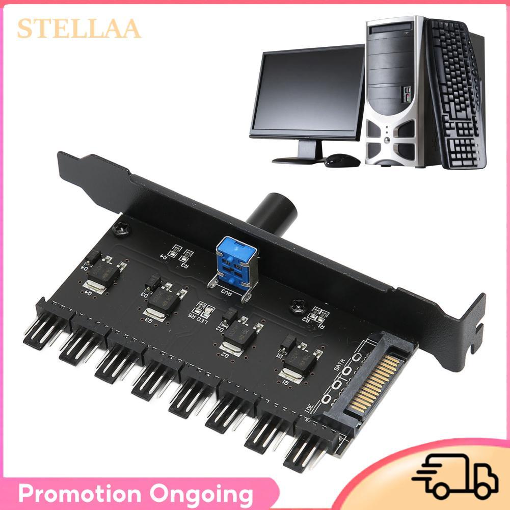 Stellaa Fydun PC Fan Hub 8 canais botão controlador de velocidade de resfriamento para CPU chassi disco rígido VGA PWM