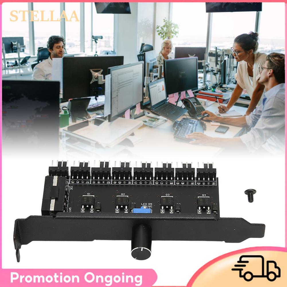 Stellaa PWM Fan Hub 8 canais PC botão controlador de velocidade de resfriamento 4 pinos para CPU chassi disco rígido