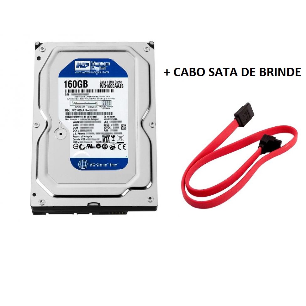 Hd (disco Rígido) 160gb + Cabo Sata Pc Cpu Desktop Dvr