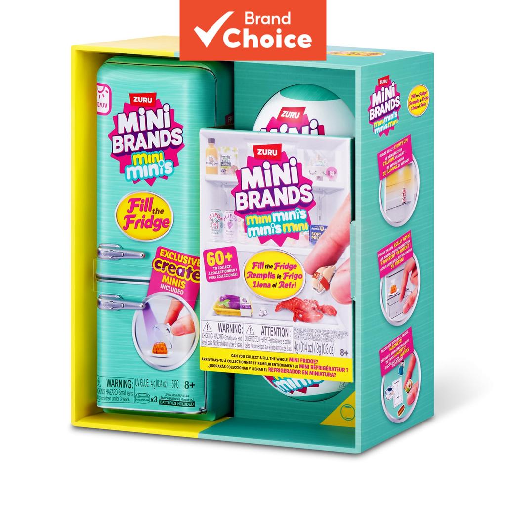 Conjunto de Miniaturas ZURU Mini Fridge: Miniaturas colecionáveis com 2 cápsulas misteriosas, 60 réplicas em miniatura